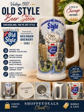 1981 Heileman Old Style ChicagoLand Beer Stein Mug Ceramarte Brazil Collectible